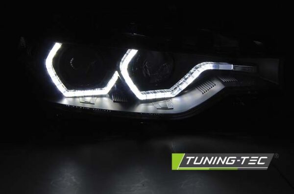 Frontlykter BMW F30/F31 10.11-05.15 Angel Eyes LED DRL Black