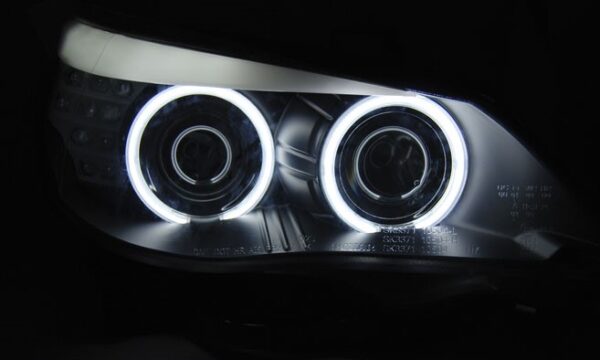 Frontlykter BMW E60/E61 03-07 Angel Eyes CCFL Sort LED - Bilde 3
