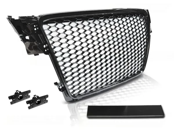 Grill Audi A4 B8 08-11 Glossy Black RS-Style