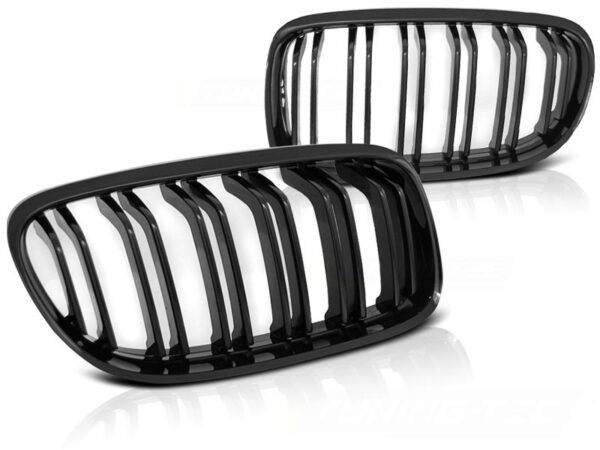 Grill BMW E90 / E91 LCI 09- Glans Svart Double Bar M-Look