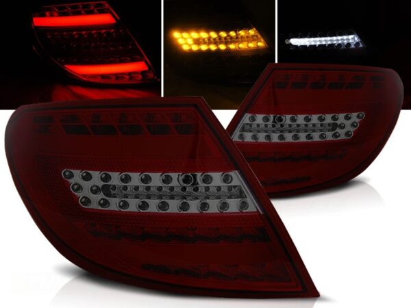 Baklykter Mercedes C-klasa W204 Sedan 07-10 LED BAR RØD Smoke