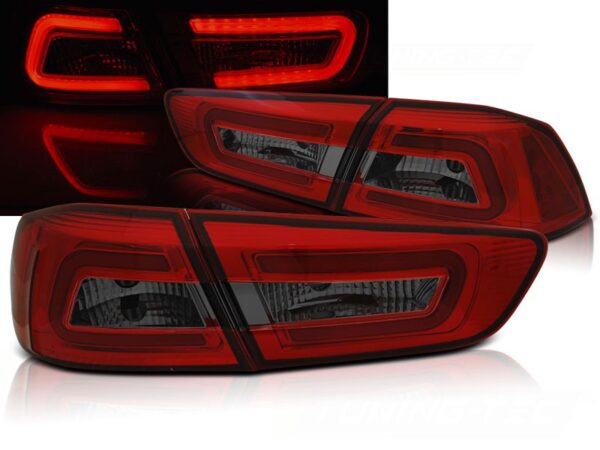 Baklykter Mitsubishi Lancer 8 Sedan 08-11 RED Smoke LED BAR