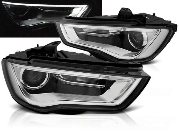 Frontlykter Audi A3 8V 12-16 Tube Light Black Led