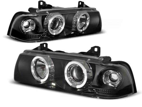 Frontlykter Bmw E36 90-99 Limousine/Touring, Compact Angel Eyes Black