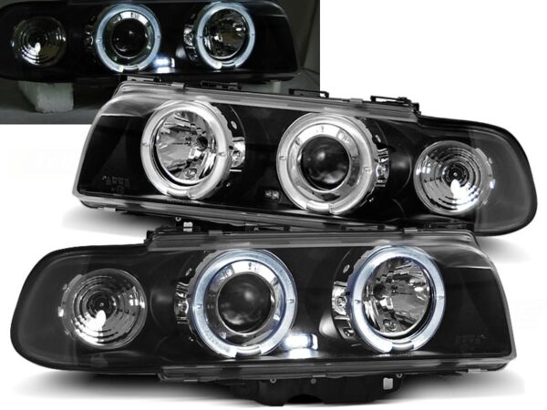 Frontlykter BMW E38 06.94-08.98 Angel Eyes Black
