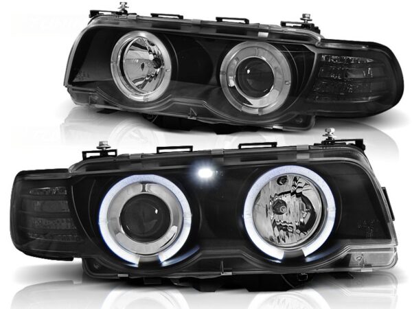 Frontlykter BMW E38 09.98-07.01 Xenon Angel Eyes Black