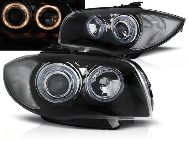 Frontlykter Bmw 1 E87/E81/82/88 04-11 Halo Rims Black