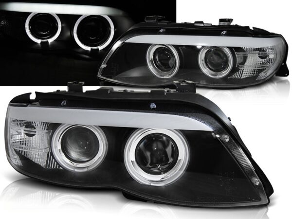 Frontlykter BMW X5 E53 11.03-06 Xenon Angel Eyes Black
