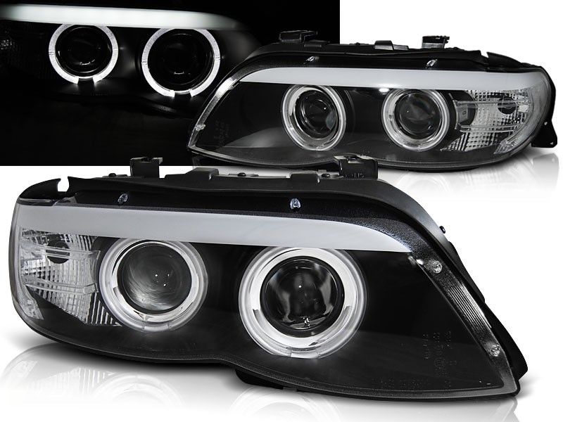 Frontlykter BMW X5 E53 11.03-06 Xenon Angel Eyes Black