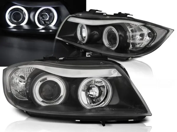 Frontlykter Bmw E90/E91 03.05-08.08 Black Angel Eyes CCFL