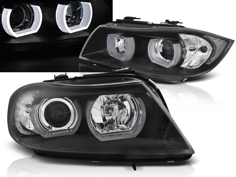 Frontlykter BMW E90/E91 03.05-08.08 3D U-TYPE BLACK