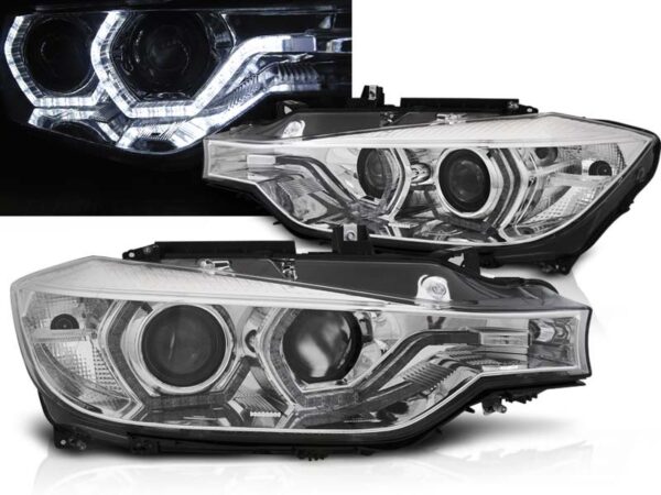 Frontlykter Bmw F30/F31 10.11 05.15 Angel Eyes Chrome Led DRL