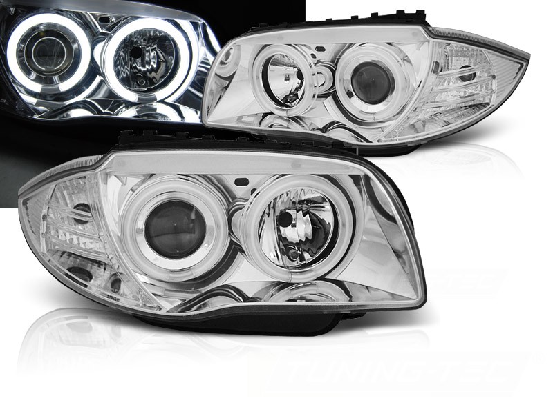 Frontlykter BMW 1 E87/81/82/88 04-11 Angel Eyes CCFL Chrome