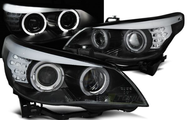 Frontlykter BMW E60/E61 03-04 Xenon D2S Sort LED Blinklys