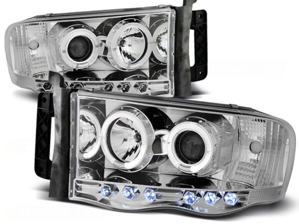 Frontlykter Dodge Ram 02-06 Chrome Angel Eyes