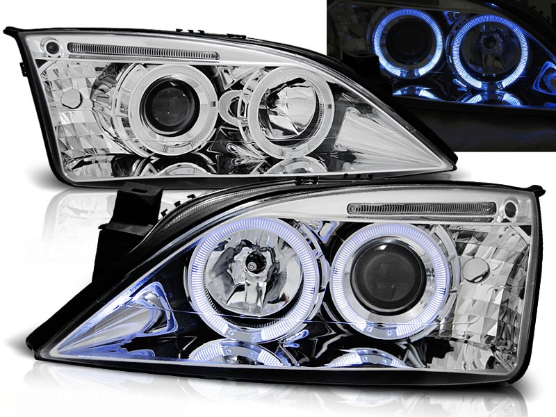 Frontlykter Ford Mondeo MK3 00-07 Angel Eyes Chrome
