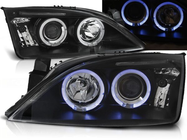 Frontlykter Ford Mondeo MK3 00-07 Angel Eyes Black