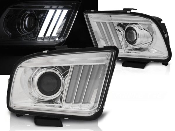 Frontlykter Ford Mustang 04-09 Chrome Tube Light