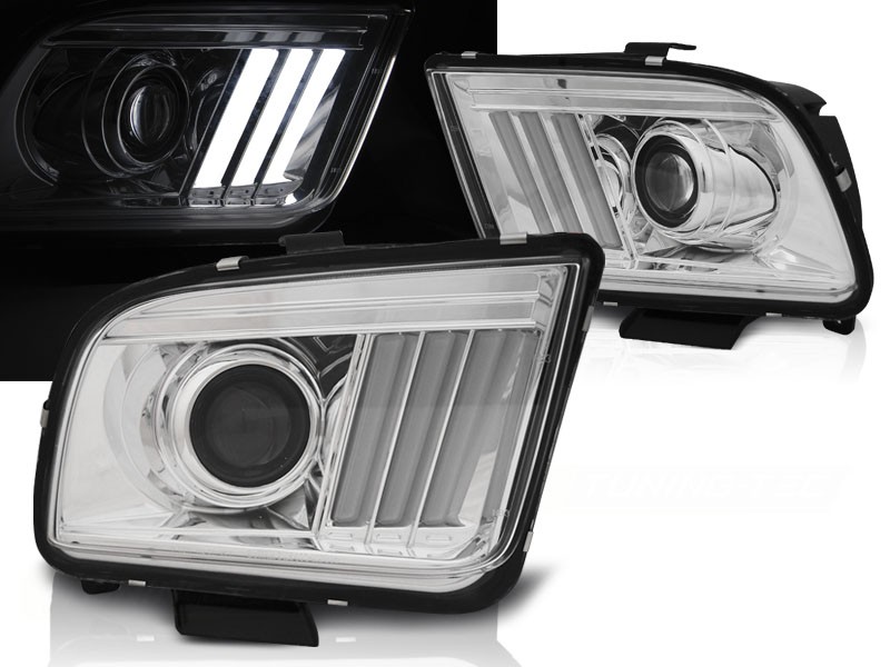Frontlykter Ford Mustang 04-09 Chrome Tube Light