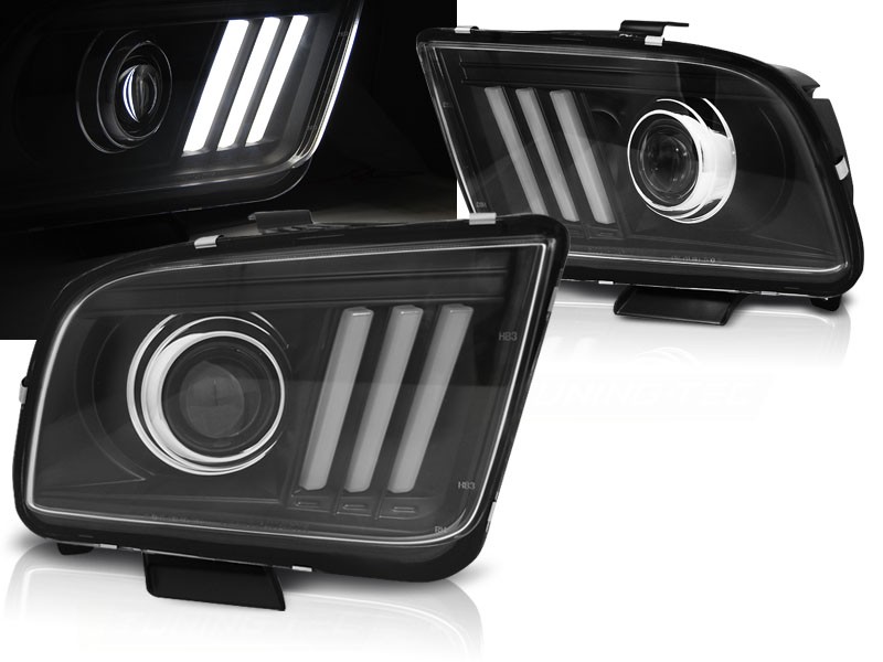 Frontlykter Ford Mustang 04-09 Tube Light Black