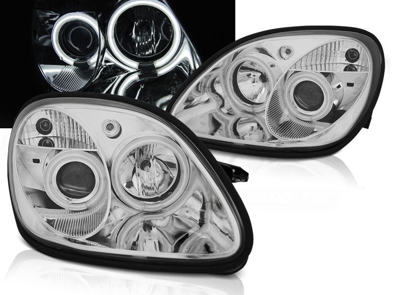 Frontlykter Mercedes R170 SLK 04.96-04 Angel Eyes Ccfl Chrome