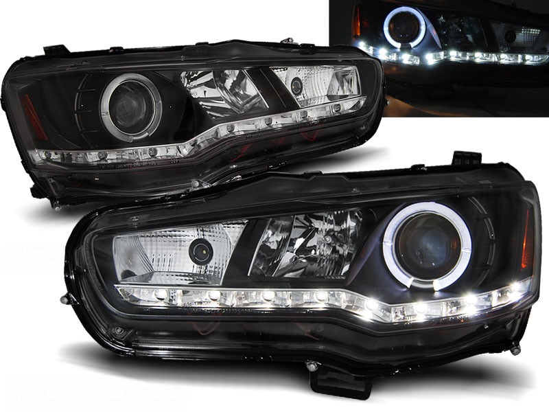 Frontlykter Mitsubishi Lancer 8 08-16 Daylight Black