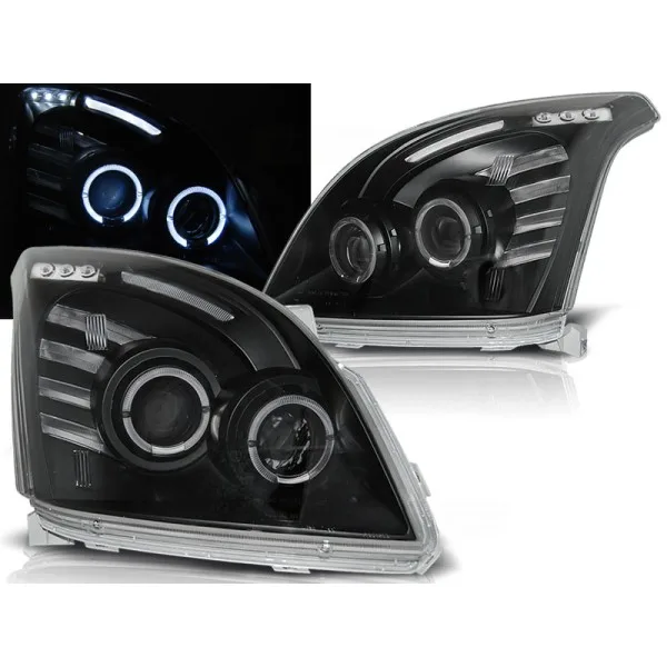 Frontlykter Toyota Land Cruiser 120 03-09 Angel Eyes Black