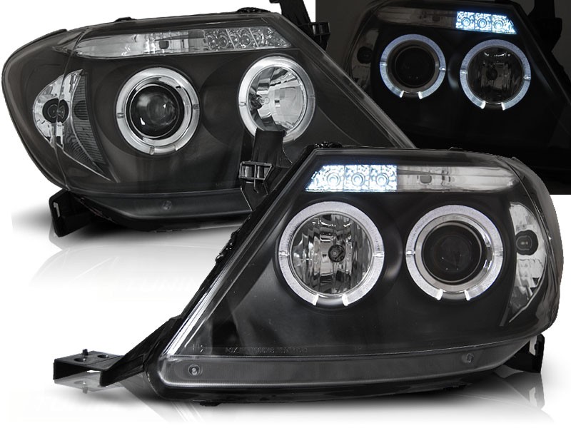 Frontlykter Toyota Hilux 05-11 Angel Eyes Black