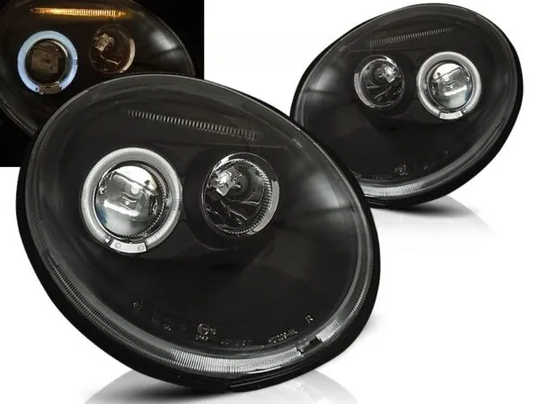 Frontlykter Vw Beetle 10.98-05.05 Angel Eyes Black