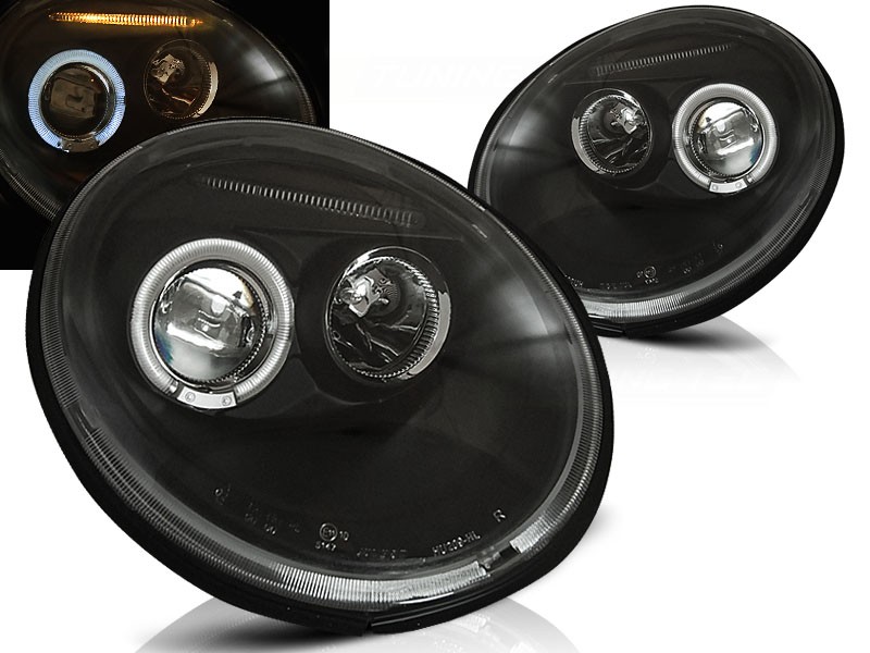 Frontlykter Vw Beetle 10.98-05.05 Angel Eyes Black