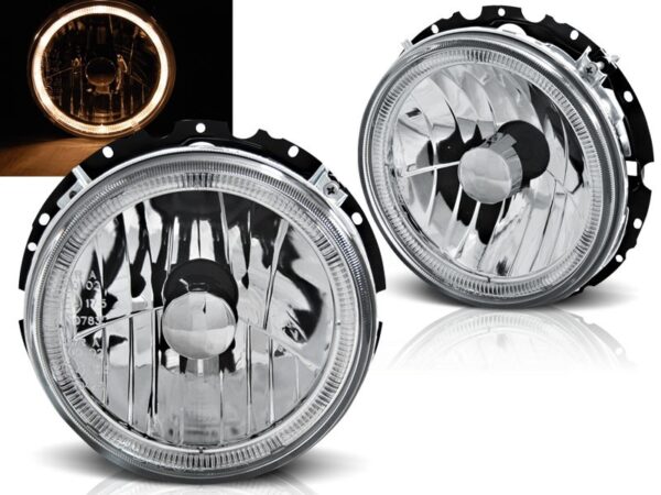 Frontlykter VW Golf 1 05.74-07.83 Angel Eyes Chrome