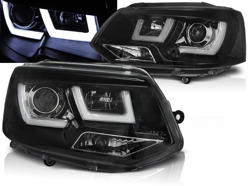 Frontlykter VW T5 2010-2015 U-Type Black