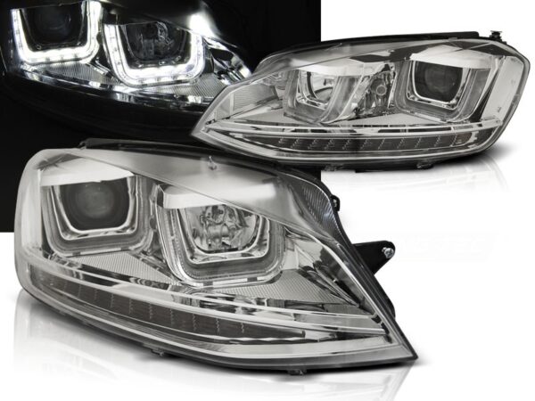 Frontlykter VW Golf 7 11.12-17 U-Type Chrome DRL