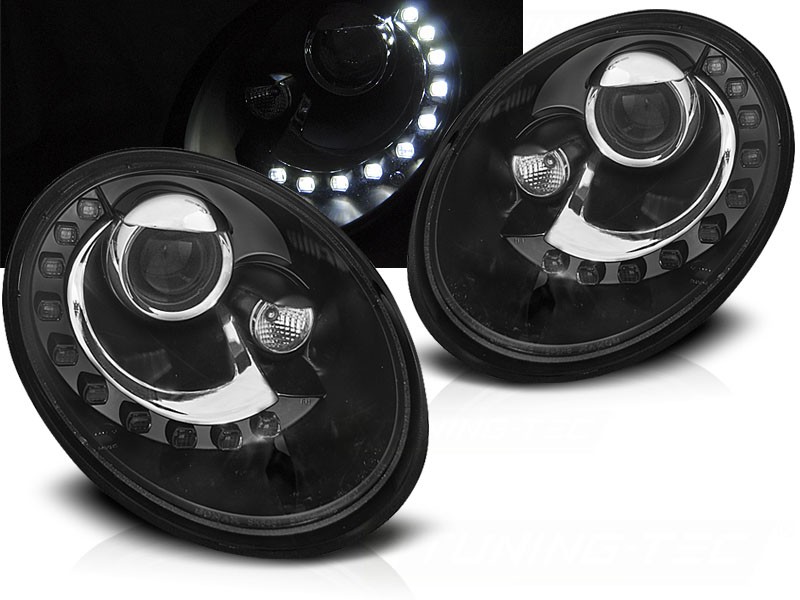Frontlykter Vw Beetle 06-12 Led Black