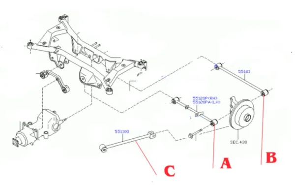 Bærearmer sett bak – Nissan X-Trail T30 2001-07