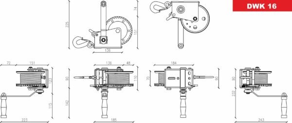 Håndsveiv Vinsj DWK 16 1600 lb/ 725 kg - Bilde 2