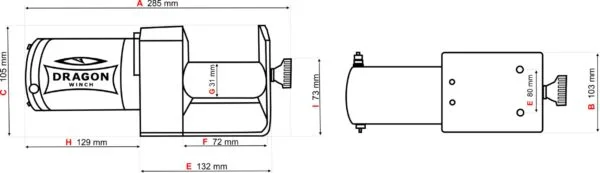 Vinsj Dragon Winch Maverick 2000Lbs ST (907 kg) Ståltau