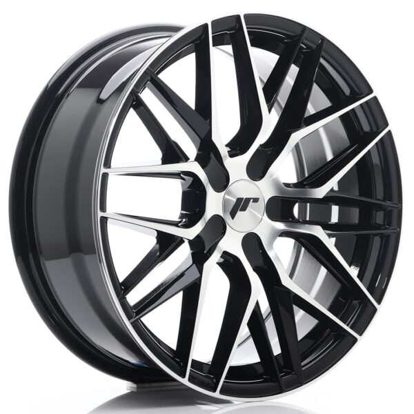 Felg Japan Racing JR28 18×7,5 ET20-40 BLANK Glanssvart maskinbearbeidet front
