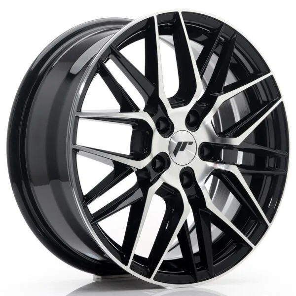 Felg Japan Racing JR28 17×7 ET35 5×100 glanssvart maskinbearbeidet front