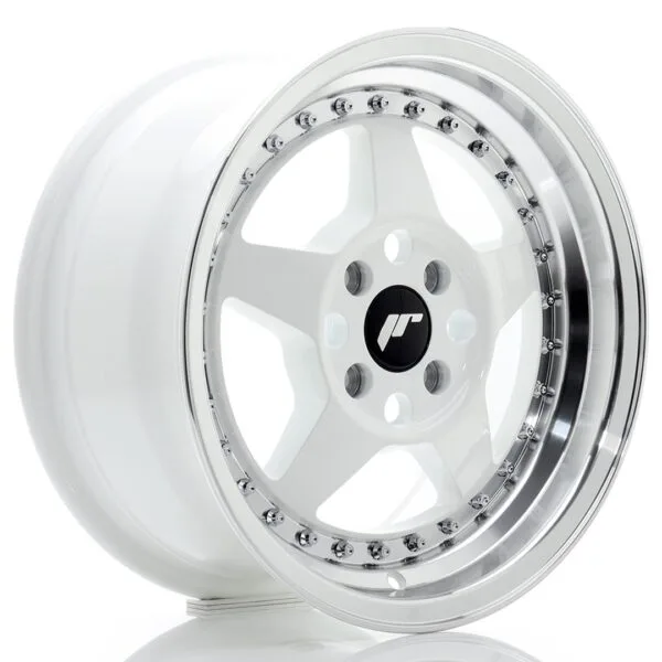 Felg Japan Racing JR6 15×7 ET35 4×100 Hvit med bearbeidet leppe