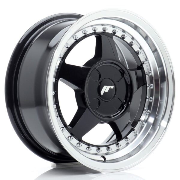 Felg Japan Racing JR6 15×7 ET20-35 4H BLANK Gloss Black med Machined Lip