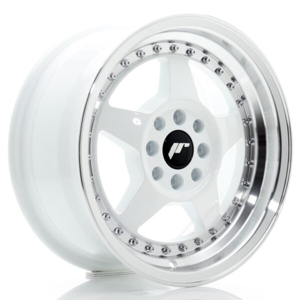 Felg Japan Racing JR6 15×7 ET25 4×100/108 Hvit med bearbeidet leppe
