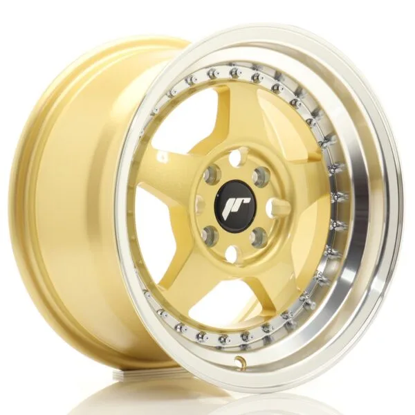 Felg Japan Racing JR6 15×8 ET25 4×100 gull med bearbeidet leppe