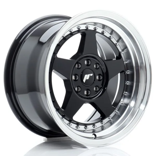 Felg Japan Racing JR6 16×9 ET20 4×100/108 Gloss Black med Machined Lip