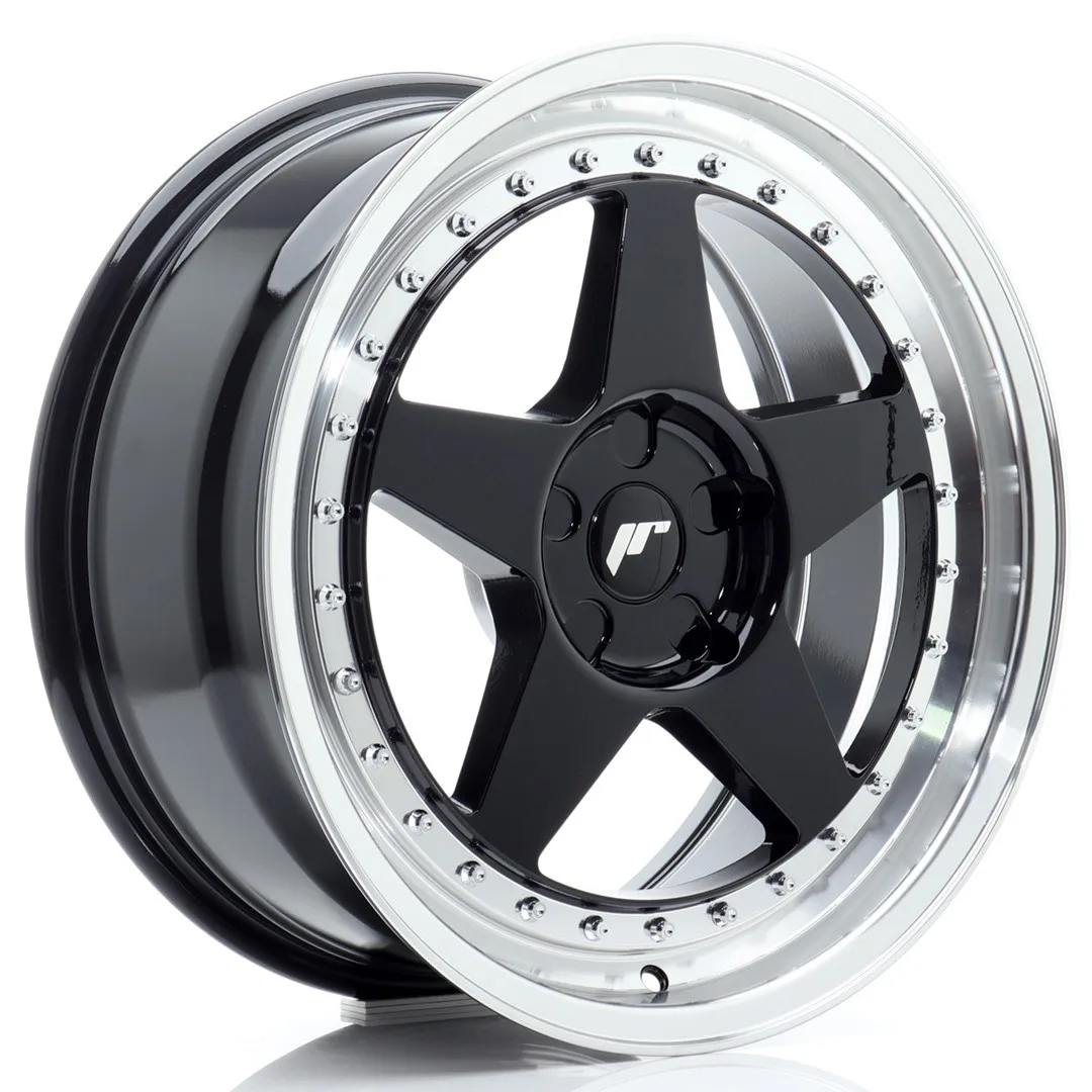 Felg Japan Racing JR6 18x8,5 ET20-40 5H BLANK Gloss Black med Machined Lip