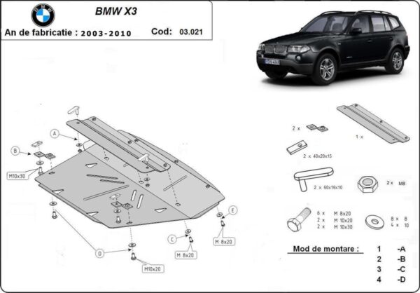 Radiatordeksel i Stål BMW X3 2003-2010