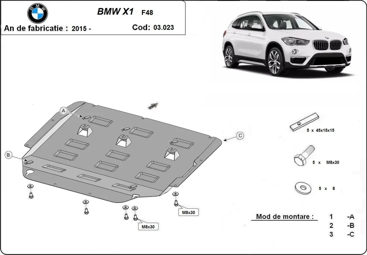 Motordeksel i Stål BMW X1 F48 2015-2022 - Bilde 2