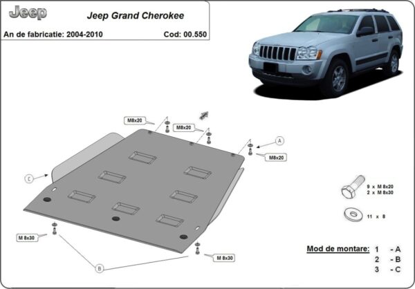 Stål Girkassedeksel Jeep Grand Cherokee 2005-2010