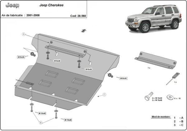 Motordeksel i Stål Jeep Cherokee – KJ 2001-2008