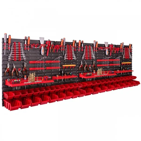Verktøytavle 230x78cm Med 28 Bokser Og Komplett Kroksett